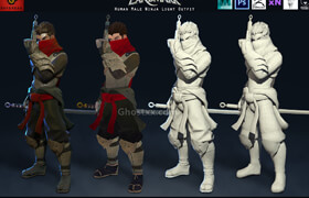 Artstation - Human male ninja light armor 3D Model