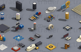 Cgtrader - Low Poly Semiconductor Components Isometric VR  AR  low-poly 3d model