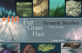 Gumroad - 110 Neri s Dynamic FurGrassHair brushes for Manga Studio - Clip Studio Paint