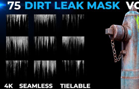 Artstation - 75 Dirt Leak Effect Mask- Vol 2 (4K Seamless Tileable) - 材质贴图