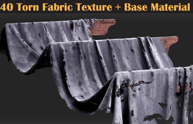 Artstation - 40 Torn Fabric Texture - 材质贴图