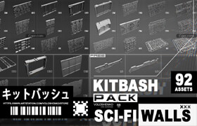 Artstation - 92+ Sci-Fi walls Kitbash Pack Vol.7 - 3dmodel