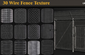 Artstation - 30 Wire Fence Texture - 材质贴图
