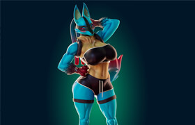 Cgtrader - Lucario Thicc Muscle Mommy - 4 Furry variation 3D print model