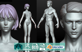 Artstation - Fantasy Female and Male Body - 模型